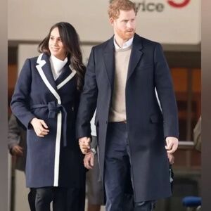 J. Crew, Size 6, navy and white wool coat as seen on Meghan Markle